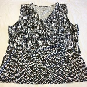 TALBOTS BLACK  SLEEVELESS WRAP BLOUSE
